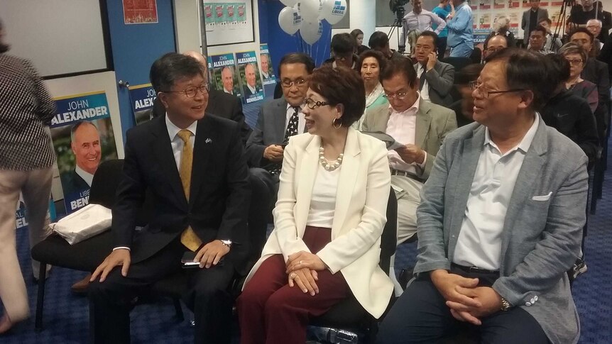 William Seung in the front row at a Korean Liberal campaign function in Sydney.