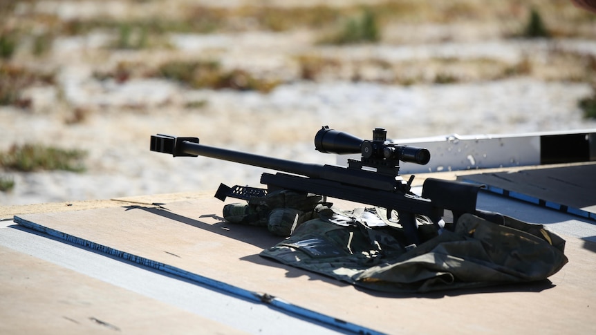 Black firearm on display 