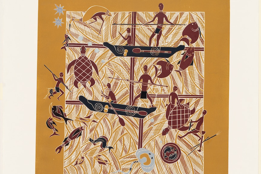 Banduk Marika, Rirratjingu people, Birds and fishes, 1984.  