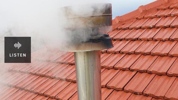 chimney with smoke. Has Audio.