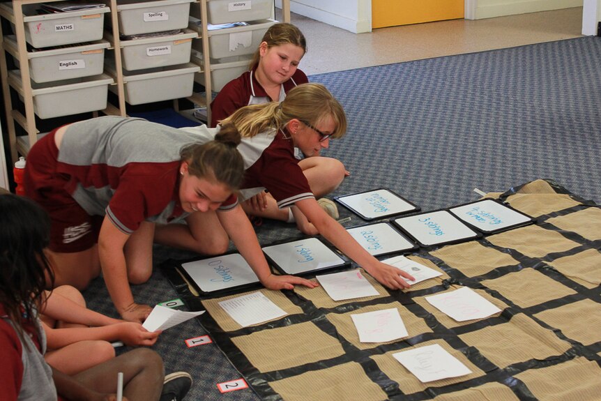Hughenden State School students take part in a YuMi maths lesson
