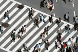 People walk over a pedestrian crossing in Tokyo, Japan.