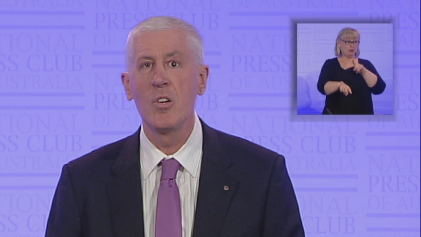 The outgoing Disability Discrimination Commissioner Graeme Innes at National Press Club.