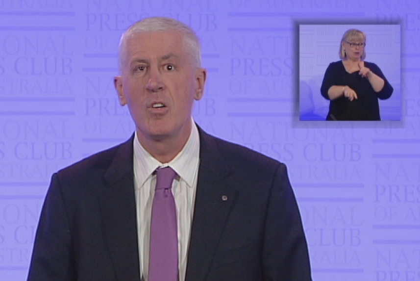 The outgoing Disability Discrimination Commissioner Graeme Innes at National Press Club on July 2, 2014.