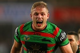 George Burgess shows his joy after scoring for the Rabbitohs
