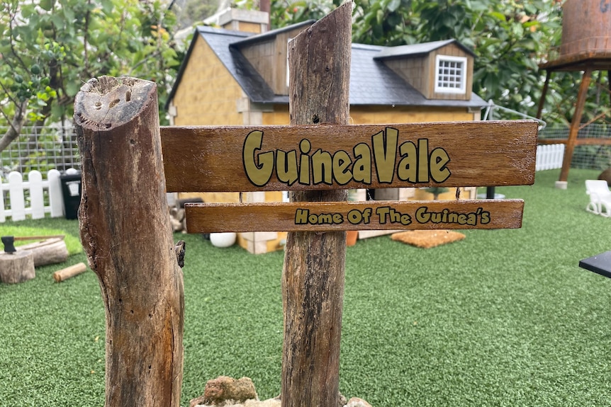 A wooden sign reads GuineaVale