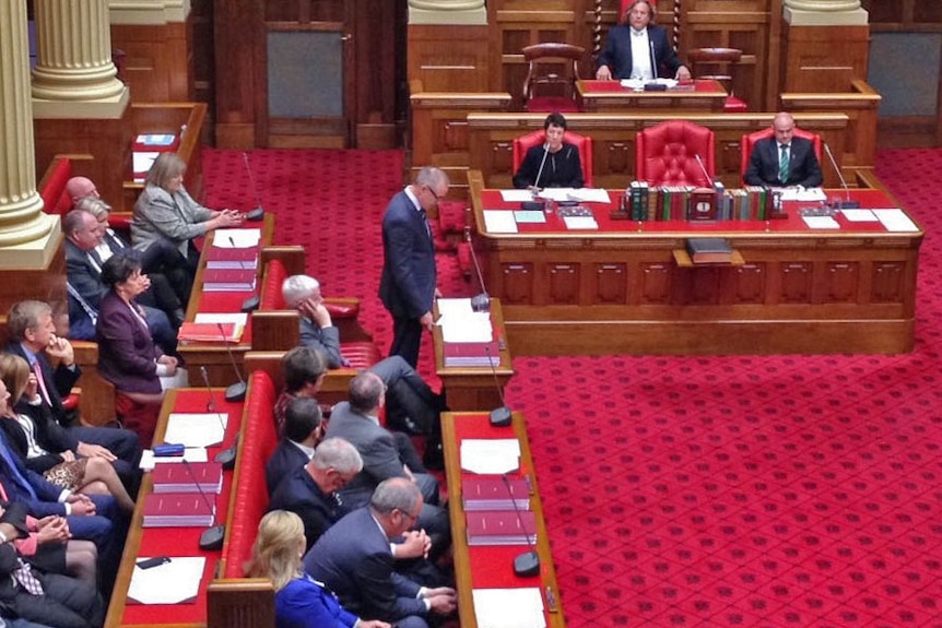 Premier Jay Weatherill in the Legislative Council chamber during a joint sitting