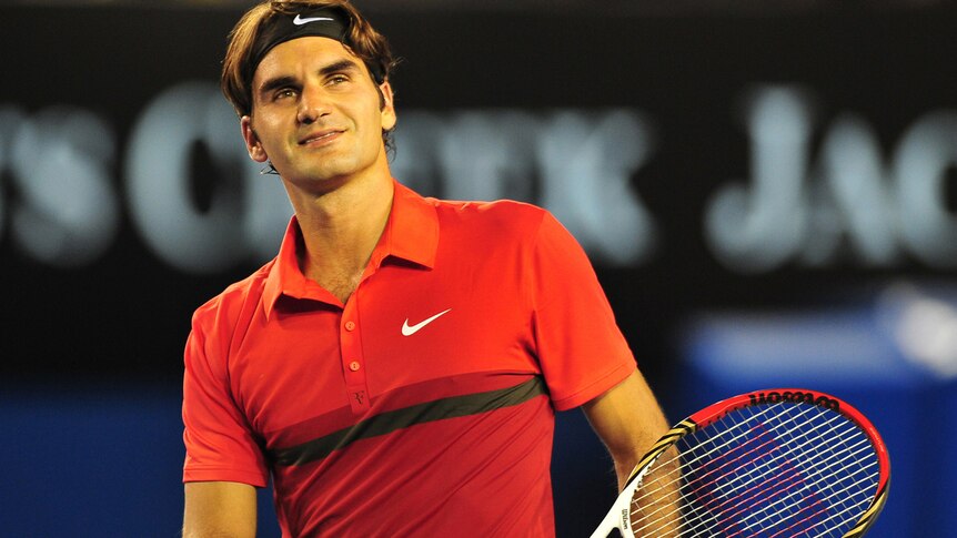 Taking care of business: Federer took no notice of the occasion and brushed aside his young opponent.