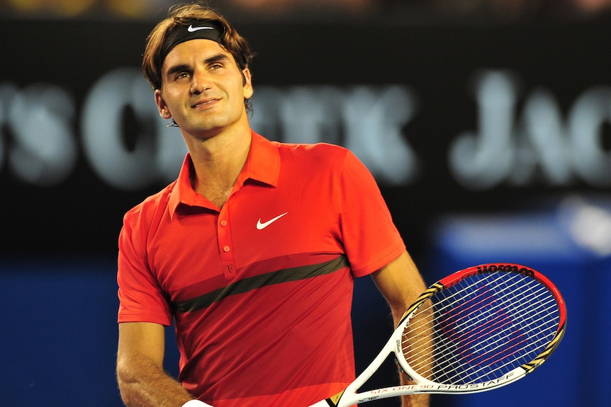Taking care of business: Federer took no notice of the occasion and brushed aside his young opponent.