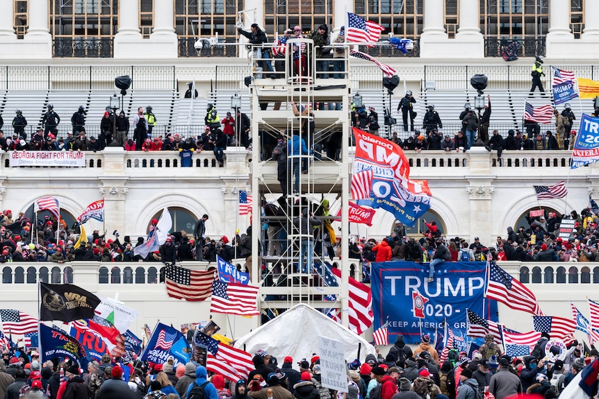 Trump supporters rioting outside the Capitol building