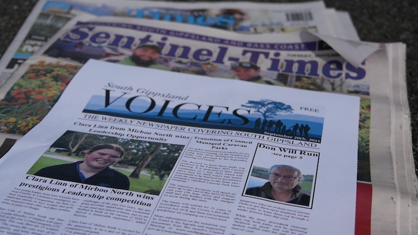 The front page of a local paper called South Gippsland Voices.