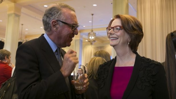 Julia Gillard with David Gonski at the ANZ Women's Initiative lunch in Sydney.