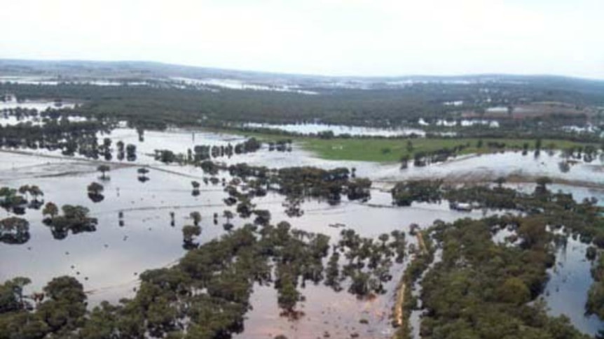 Benjeroop locals are angry that floodwaters have not gone down.