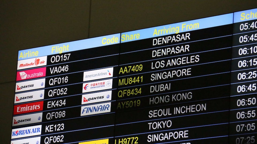 Brisbane Airport arrivals board