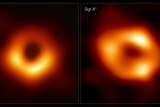Side by side image of M87 and Saggitarius A* black holes.