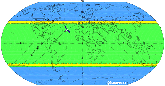 Map of Tiangong1's orbit path