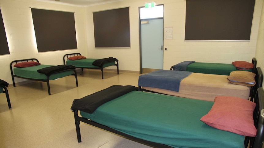 Six beds sit in a sobering-up shelter in Tennant Creek.