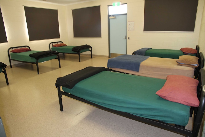 Six beds sit in a sobering-up shelter in Tennant Creek.