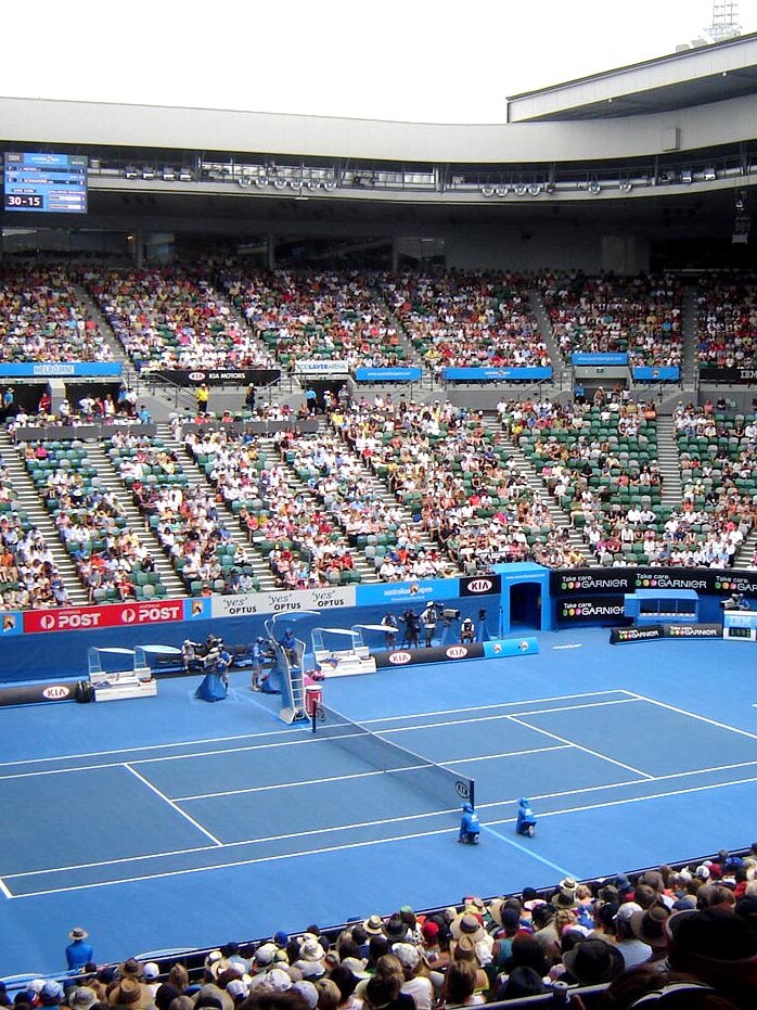 Spectators watch a match in Rod Laver Arena during the Australian Open in January 2008.