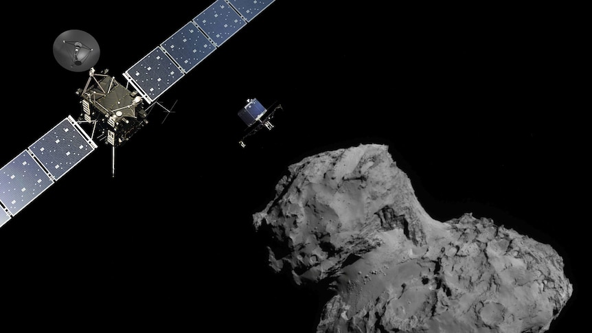The Rosetta spacecraft above comet 67P