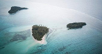 An aerial view of the Carteret Islands.