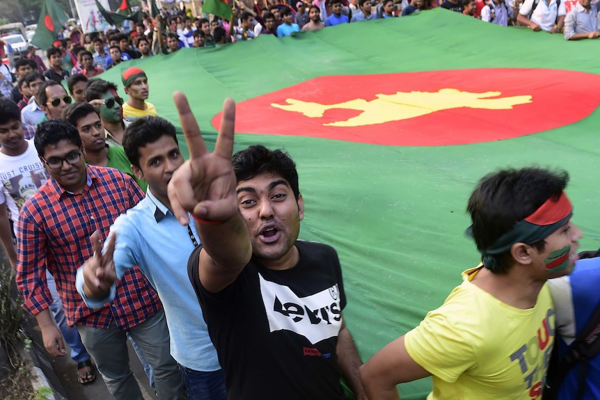 Bangladesh fan at rally for team at Cricket World Cup