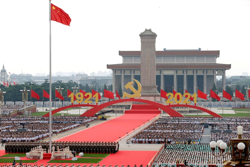 More than 70,000 people attending the anniversary in Tiananmen Square.