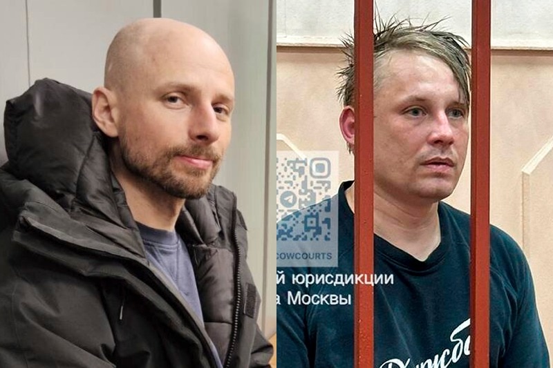 A compsoite image of two detained Russian journalists.