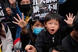一些抗议者携子参加了在新年当天举行的抗议活动。