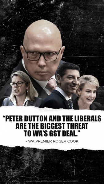 An advertisement on social media featuring the images of Libby Mettam, Peter Dutton, Basil Zempilas and Michaelia Cash. 