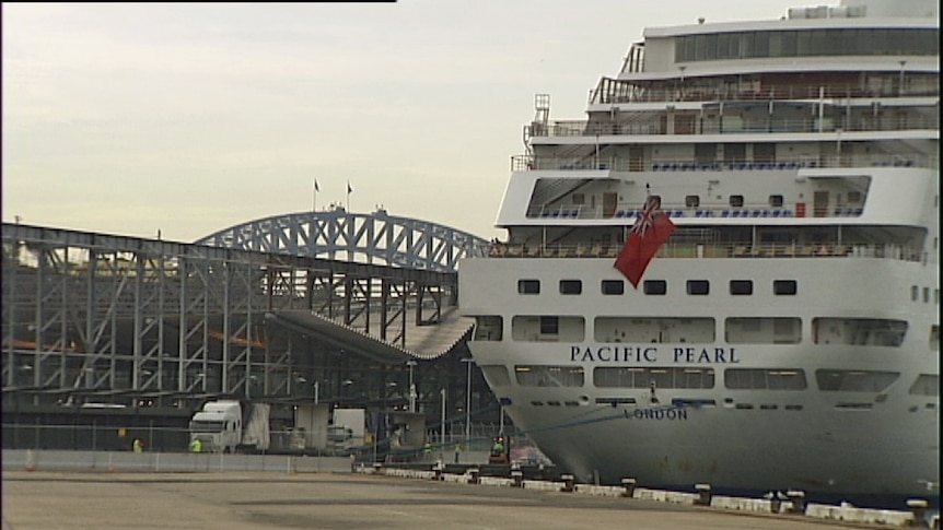 A cruise ship is docked at the new passenger terminal at White Bay in Sydney