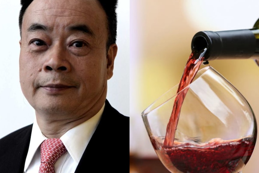 Chinese businessman Chau Chak Wing and a glass of red wine