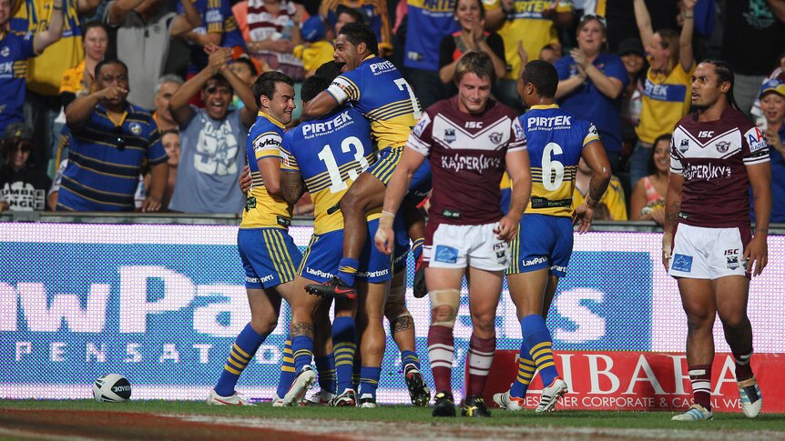 Plenty to celebrate ... Parramatta shrugged off four straight defeats to down Manly