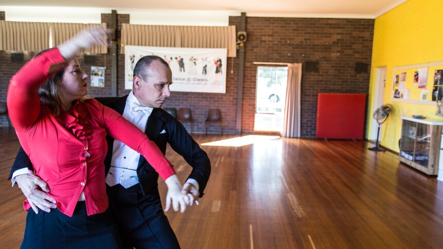 Kerrin Shortis and Rob Denton strike a pose on the dancefloor