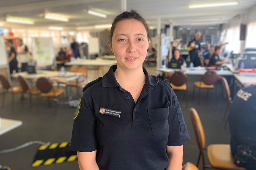 Annallisa Fiechtner works on staff and volunteers logistics at the incident control centre at Boonah.