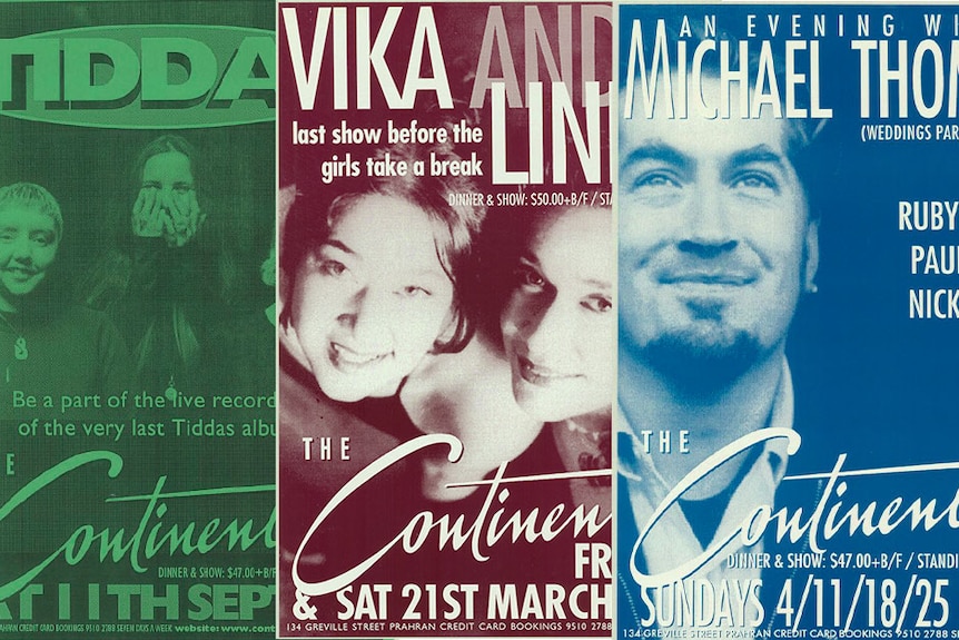 Composite of three gig posters, one each for Tiddas, Vika and Linda, Michael Thomas