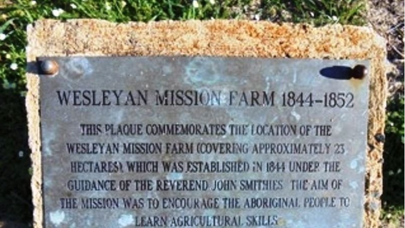 Wesleyan Mission Farm plaque