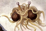 An artist's impression of the Flying Spaghetti Monster.