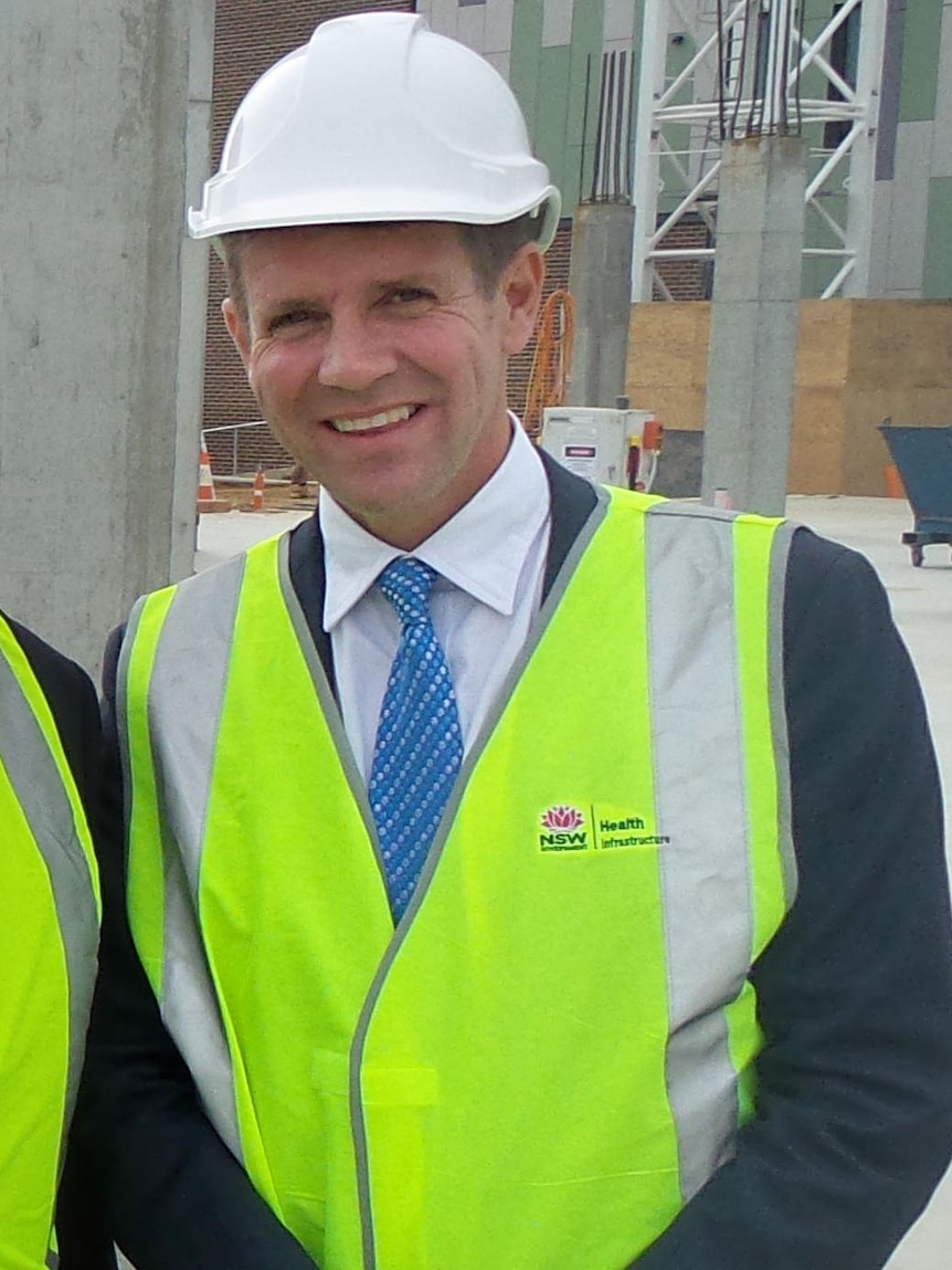 NSW Premier Mike Baird at the Wagga Wagga Base Hospital redevelopment.
