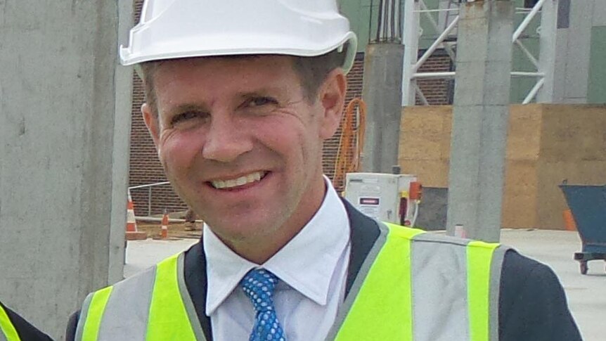 NSW Premier Mike Baird at the Wagga Wagga Base Hospital redevelopment.