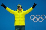 Australia's Matt Graham celebrates silver in the men's moguls in Pyeongchang