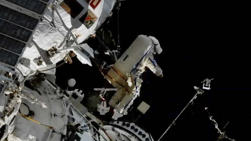 Sergey Prokopyev flings a Sirius nano-satellite into space