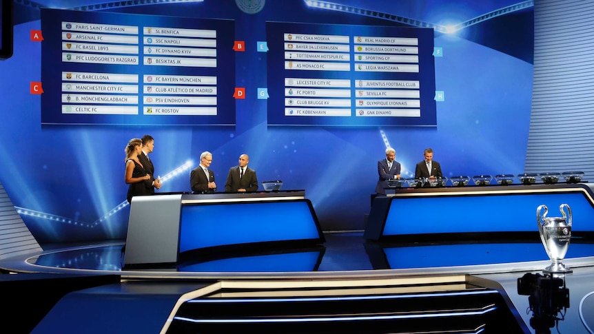 View of final draw for UEFA Champions League in Monaco on August 25, 2016.