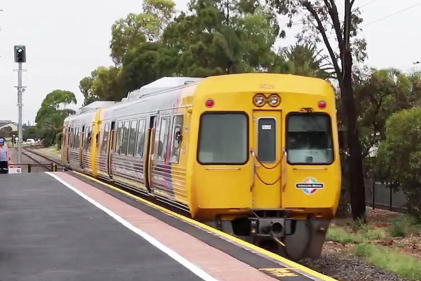 Adelaide suburban train at a rail station