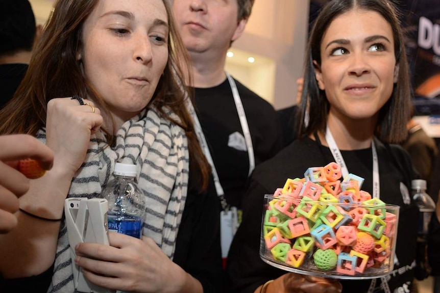 Conference guest taste multi-coloured confectionary printed by the ChefJet Pro 3D food printed