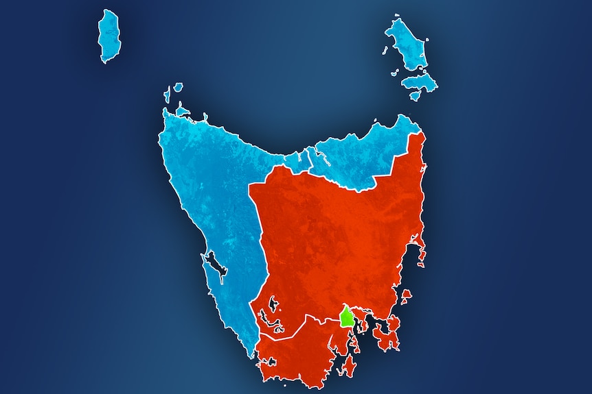 A map of Tasmania's federal electorates.