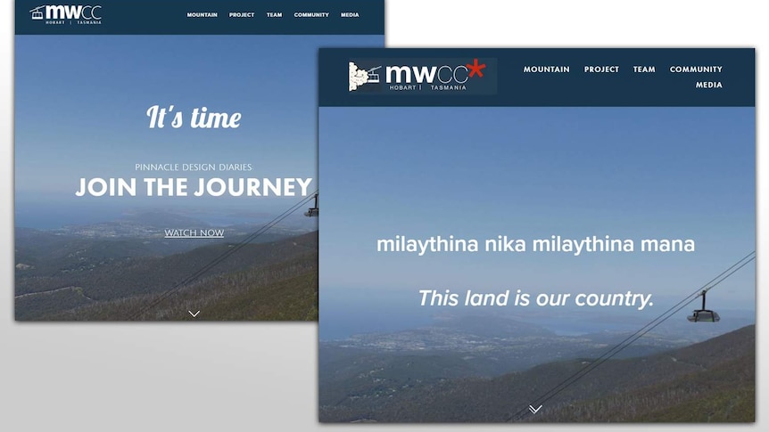 Side by side websites by Hobart cable car company and opponent group.