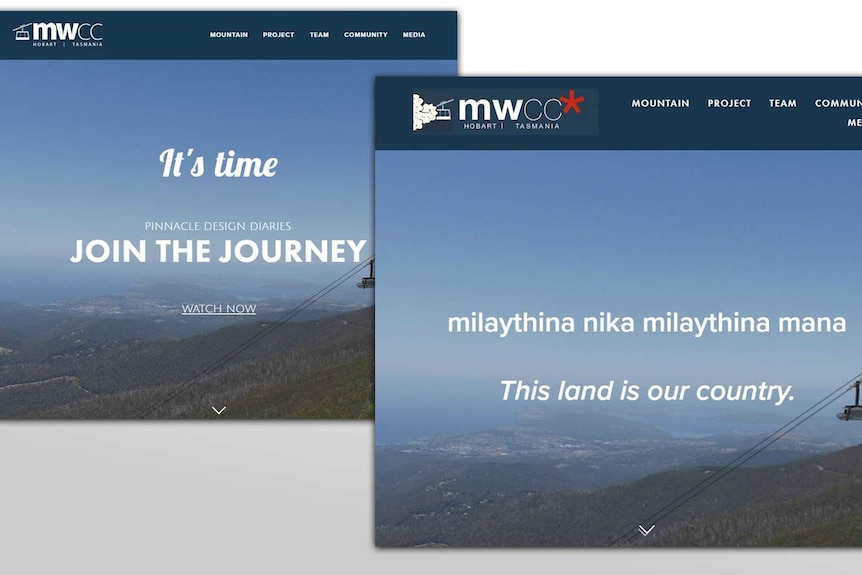 Side by side websites by Hobart cable car company and opponent group.