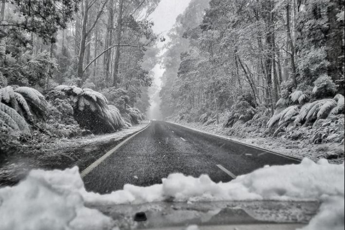 Snow at cradle mountain on July 25, 2021