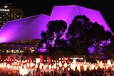 Roof of Festival Theatre as a backdrop to the Moon Lantern Festival